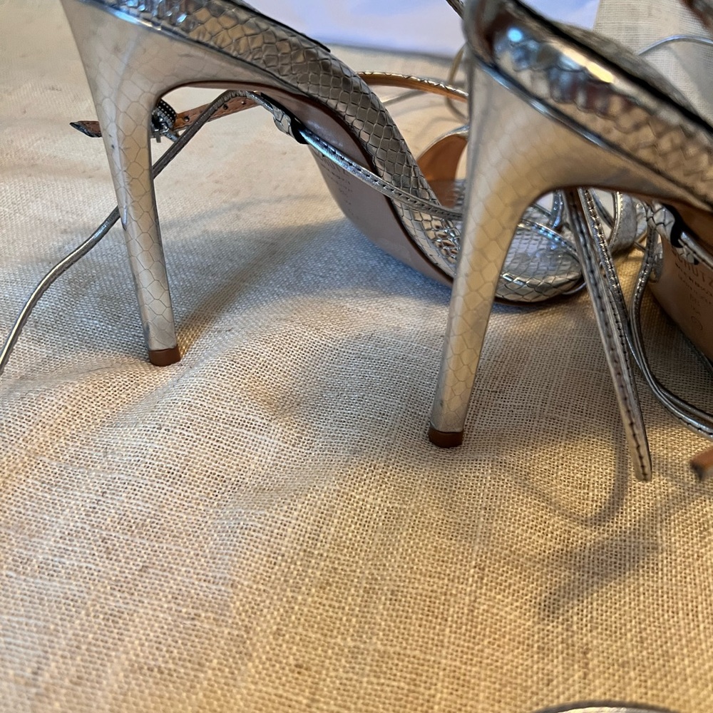 Schutz metallic leather, snake print sandal - Picture 3 of 5